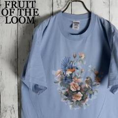 90s 花 フラワー 小鳥 フェミニン 水彩画アートプリント Tシャツ メキシコ