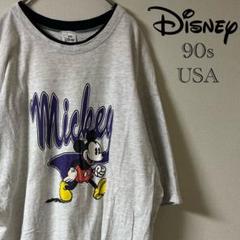 90s disney/ミッキーマウス プリントtシャツ/グレー/USA製