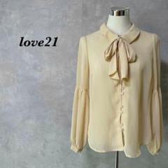 極美品✨love21 ブラウス シャツ ギャザースリーブ リボンタイ 1454
