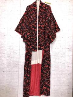 美品！古着 花柄ちりめん着物 羽織 和柄 和服 日本 レディース USED