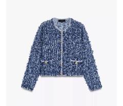 ZARA ザラ ニット セーター Vネック オーバーサイズ 長袖 M 青