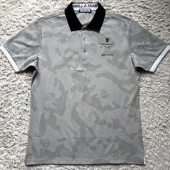 ★極美品 XLサイズ★ MARK&LONA ポロシャツ 総柄 迷彩 日本製 灰色 ☆極美品 XLサイズ☆ MARK&LONA ポロシャツ 総柄 迷彩 日本製