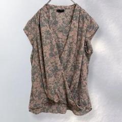 【ハロゲン/HALOGEN】カシュクールブラウス 花柄風 総柄 フレンチスリーブ