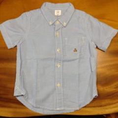 【数回着用美品】babyGAP　半袖シャツ　ベア刺繍　水色　綿100%
