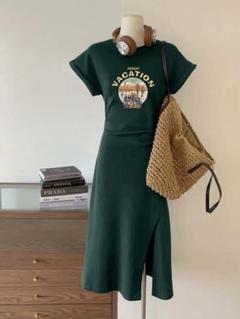春夏お出かけに最適ロングワンピースシンプルワンポイントデートにぴったり
