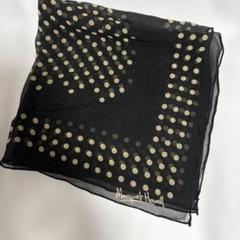 Margaret Howell ドット柄スカーフ マーガレットハウエル ドット柄 スカーフ ブラック 43cm×43cm