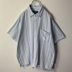 BoTT 半袖シャツ XL ストライプ ガーゼ素材 刺繍ロゴ ピスネーム ブルー BoTT 半袖シャツ XL ストライプ ガーゼ素材 刺繍ロゴ ピスネーム