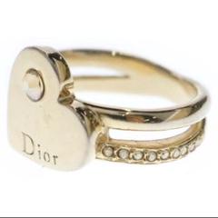 クリスチャンディオール リング ロゴ ハート ラインストーン シルバーカラー Christian Dior クリスチャンディオール ハートリング 指輪 D