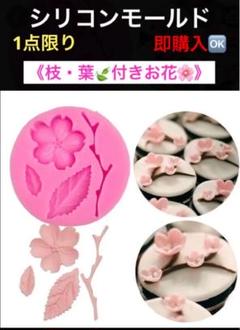 【1点限り】即購入可能　新入荷　シリコンモールド　レジン《枝・葉付きお花》