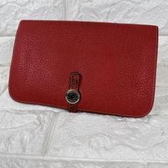 HERMES ドゴン GM レッド レザー □Q刻印 エルメス コインケース HERMES ドゴン GM レッド レザー □Q刻印 エルメス コインケース