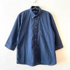 ☆【セルジオタッキーニ】ボタンシャツ BD 刺繍ロゴ 後タック 綿混 7分袖 L