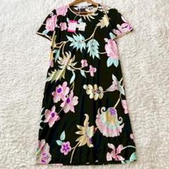 未使用タグ付き　レオナールパリ　半袖　ワンピース　花柄　フラワー　サイズ48 未使用タグ付き レオナールパリ 半袖 ワンピース 花柄 フラワー