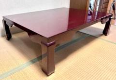 【伝統工芸品】津軽塗 七々子塗 黒（赤種）座卓 特徴的な羽根脚 大型テーブル