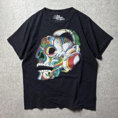 ドクロ　サイケデリック　ヘッドホン　ギター　アート　音楽　ストリート　黒　S