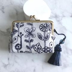 ミナペルホネン＊letter of flower がま口 ポーチ ハンドメイド