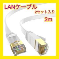CAT6 LANケーブル 2m LEKVKM 有線 フラットタイプ ２個入