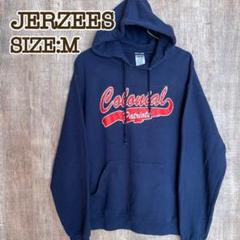 JERZEES ジャージーズ　パーカー　フーディ ネイビー　M　カレッジロゴ