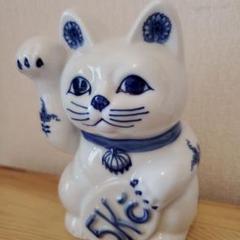 猫 置物 陶器 貯金箱 チェコ カールスバード ブルーオニオン