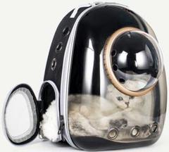 宇宙にゃんこが透明な猫を包んで、外に出て携帯宇宙室に行きます