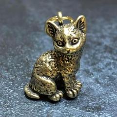 真鍮　キーホルダー　ネコ　Sサイズ　アンティーク調　かわいい　猫