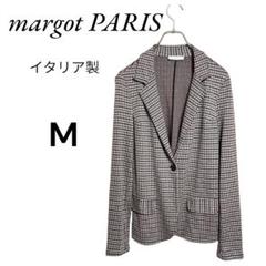 【美品】マルゴー パリ　千鳥格子柄 テーラードジャケット M イタリア製　春
