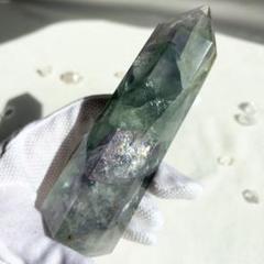 虹だらけ 大きめサイズのグリーンフローライト ポイント