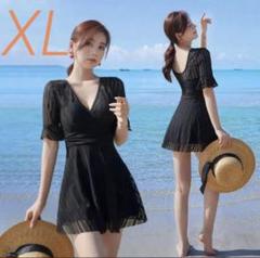 レディース　ワンピース水着　XL 大きめサイズ　ブラック　黒　 ワンピース 水着