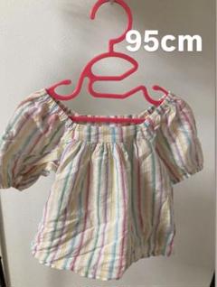 GAPキッズシャツ　ストライプパフスリーブシャツ 95cm