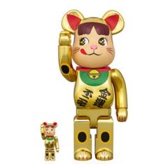 BE@RBRICK 招き猫 ペコちゃん 金運 ダブル小判 金メッキのサムネイル