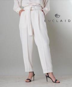 EUCLAID テーパード パンツ Dカン ベルト付き 40 エウクレイド 白