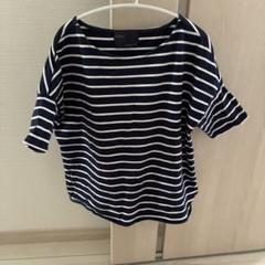 IENA ネイビー　ホワイト　ボーダー　裾スリットTシャツ