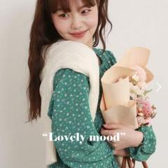 フラワープリントワンピース【M】小花柄 Aライン ギャザー レトロ シャーリング