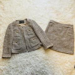 グリーンレーベルリラクシング　ノーカラー　ツイードジャケット　セットアップ