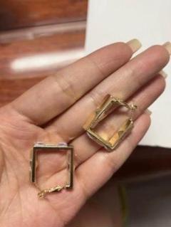 ゴールド スクエア フープイヤリング金具