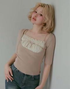 andmary mew frill tops ベージュ　正規品 新品未使用】ANDMARY Mew frill tops Beige アンドマリー フリル