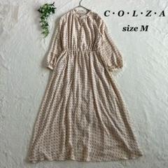 COLZA✨コルザ（M）幾何学柄 ロングワンピース ギャザーウエスト ゆったり
