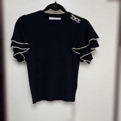 Her lip to Odeon Ruffled Knit Top M ブラック Her lip to Odeon Ruffled Knit Top M ブラック - メルカリ