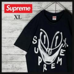 【美品　希少XLサイズ】シュプリーム☆センターロゴ入りボーダーTシャツ. 即完売モデル】シュプリーム✨️センター刺繍ロゴ ボーダー XL