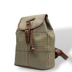 美品　ポロラルフローレン　リュックサック　茶　チェック　フラップ　巾着　E