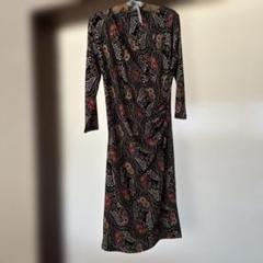 フローラルデザイン 長袖ひざ丈ワンピース