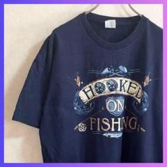 送料無料　ギルダン　GILDAN Tシャツ デカロゴ　ネイビー　XL メンズ古着
