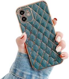 iPhoneX/XS ケースグレーブルー可愛い チェック柄 スマホケース