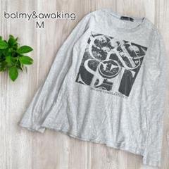 balmy＆awaking コットンカットソー　長袖　ロゴ　プリント　M