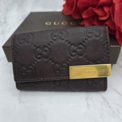 【極美品】 GUCCI グッチシマ キーケース 6連 GG ブラウン レザー
