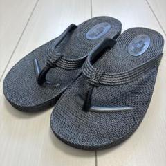 未使用美品！日本製 Sea Sun ロープ柄 ラバーサンダル シルバーメタリック