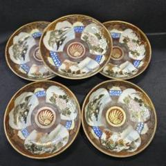 一番人気物 九谷焼 色絵金彩小皿 唐子風景紋 手描き 幕末骨董 時代物 工芸品