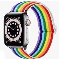 レインボー柄 Apple Watch 40/38 mm ナイロン弾性バンド
