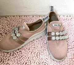 値下げ★miu miu ミュウミュウ ビジュー スリッポン ピンク サイズ36