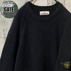 【※希少】ストーンアイランド★スリーブ刺繍ロゴ 厚手ニットセーター L ネイビー