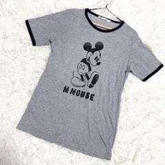 UNIQLO リンガーTシャツ 半袖　ミッキー　ディズニー　グレー　（M）